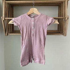 Kate Quinn, button up, tee and shorts romper. Size 18-24m